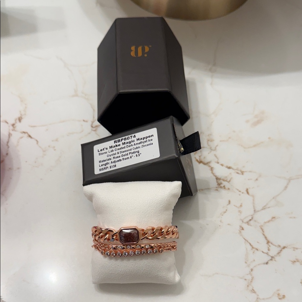 Rose Gold Chain Bracelet with Crystals